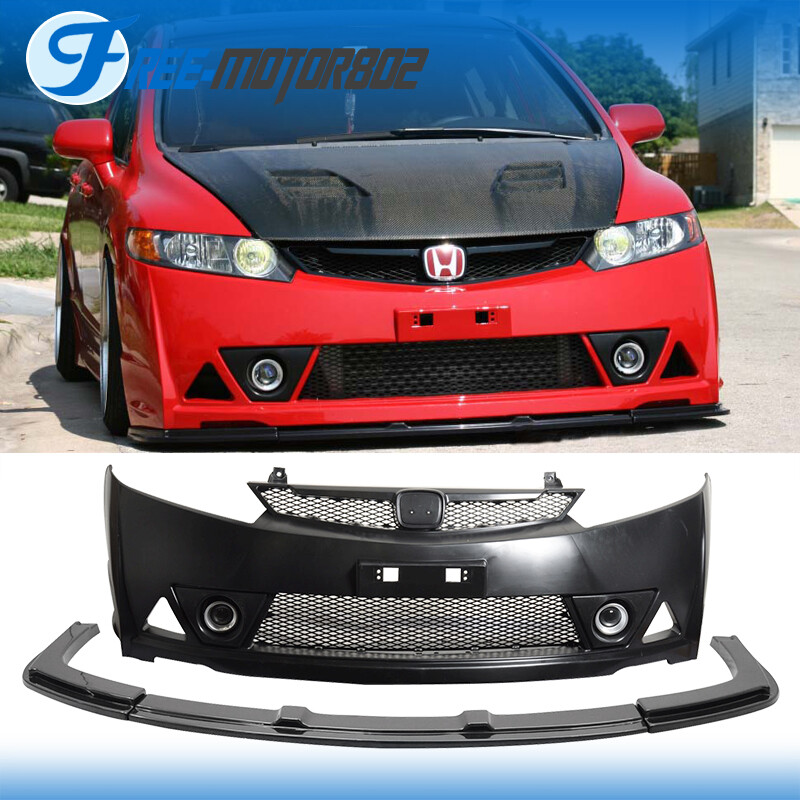 Fits 06-11 Honda Civic 4Door Sedan MUG RR PP Front Bumper & ABS