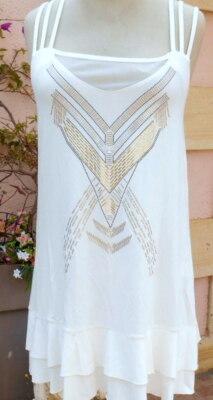 Kleid La mode est a vous LMV Gr. 40 Modell * Ethnik * s.Etikett ecru gewaschen