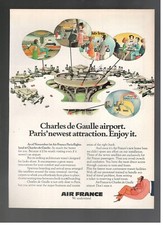 Air France Airlines Advertising Original 1974 Charles de Gaulle Airport Paris 7U