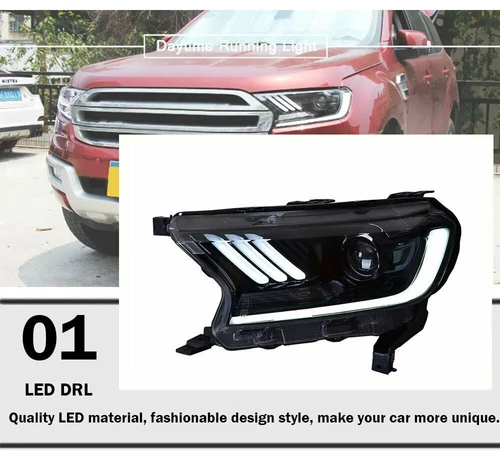 2X Per Ford Ranger 2015-2019 Gruppo Fari LED Doppio Faro Proiettore Lente - Foto 17 di 23