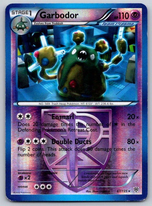 Garbodor Reverse Holo Plasma Storm 67/135 Pokemon Card MP