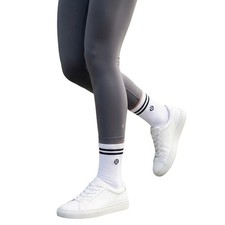 Lululemon Daily Essential Crew Socks White Black Striped Medium Unisex 1 Pair