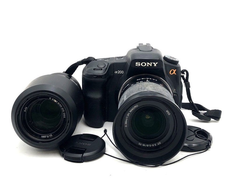 Sony DSLR-A200 10.2MP Camera Body + 18-70mm A-Mount & 55-210mm E-Mount Lens Lot