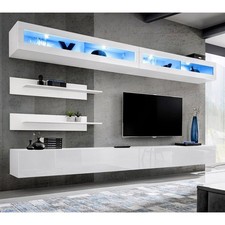 Meuble TV Mural Design "Fly VII" 320cm Blanc