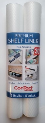 Con-Tact Premier Non-Adhesive Shelf Liner  45 sq ft. 2 Pack 15ft x 18in Ea. Roll