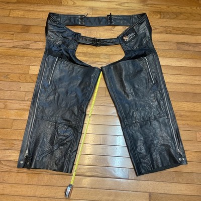 MEN'S X ELEMENT LEATHER ADVANCED MOTORCYCLE GEAR BLACK CHAPS Size 48