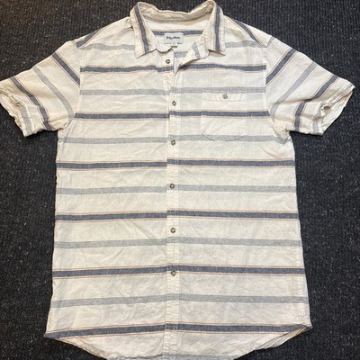 Rhythm Men s Linen/Cotton Vacation Stripe Short Sleeve Shirt Size XL