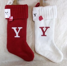 Initial Y Red  White Knit 18- inch Christmas Stockings Wondershop Brand New