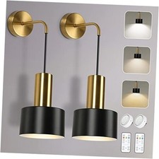 Set of 2 Wall Sconces, Wireless Wall Lights with Remote Battery Operated Black