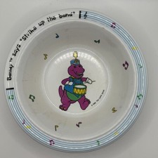 Vtg Barney the Purple Dinosaur Kid  s Baby Bowl 1992 Melamine Marching Band Drum