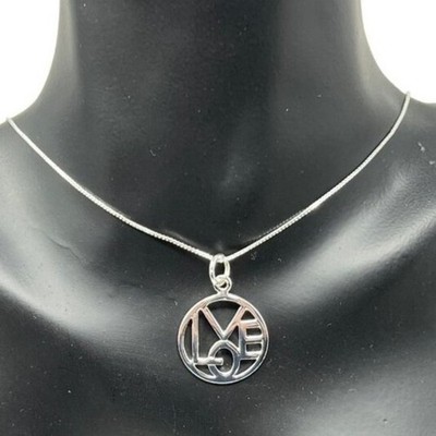Liebe Halskette 18'' Silberfarbene Kette Rund Kreis Anhänger