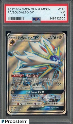 2017 Pokemon Sun & Moon #143 FA Solgaleo Gx PSA 7 NM