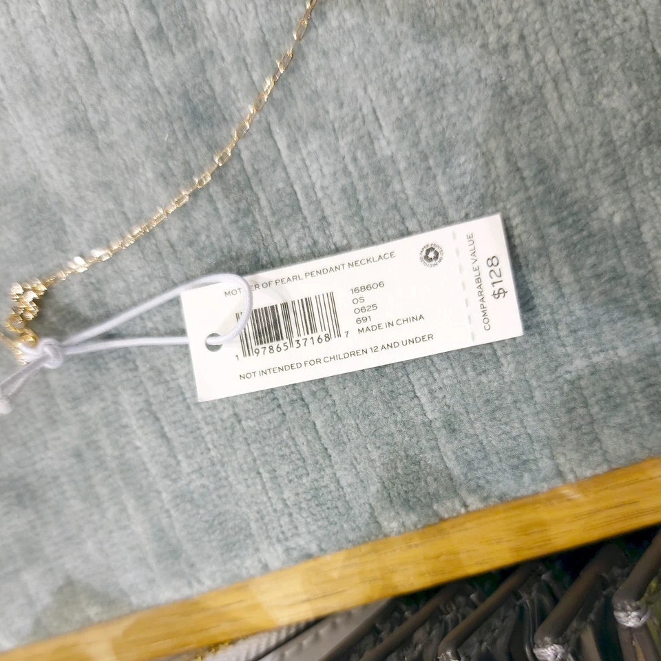 Authentic Tory Burch 18K Gold Plated Pink Purple Mother of Pearl Necklace 168606 - Image 3 of 4