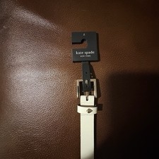 Kate Spade White Leather Belt - Size L Gold Buckle NEW