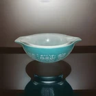 Pyrex Amish Butterprint Cinderella Turquoise White Mixing Bowls 443 444 Set of 2