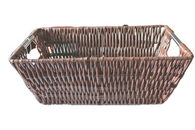 Rattique Small Shelf Home Storage Basket with Handles 11x 4.5x 6 Brown NWT