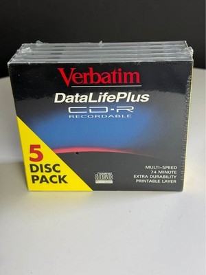 Verbatim DataLifePlus CD-R 5-Pack 650MB 74-Min Multi-Speed New Old Stock