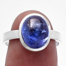 Natural Tanzanite Cab 925 Sterling Silver Ring s.8 Jewelry R-1004