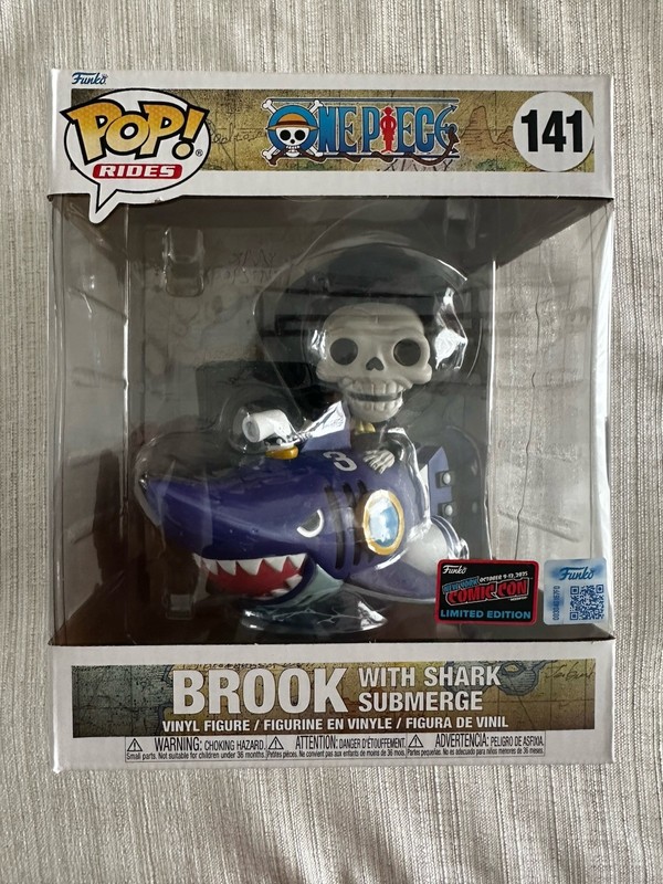 NYCC 2025 FUNKO POP! ONE PIECE BROOK W/ SHARK #141 OFFICIAL CON STICKER