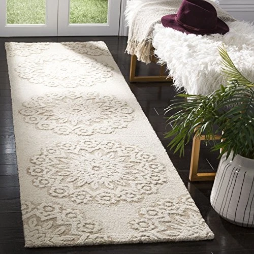  Blossom Collection 2' 3" x 12' Ivory/Beige BLM108B Handmade Premium Wool  - Image 2 of 4