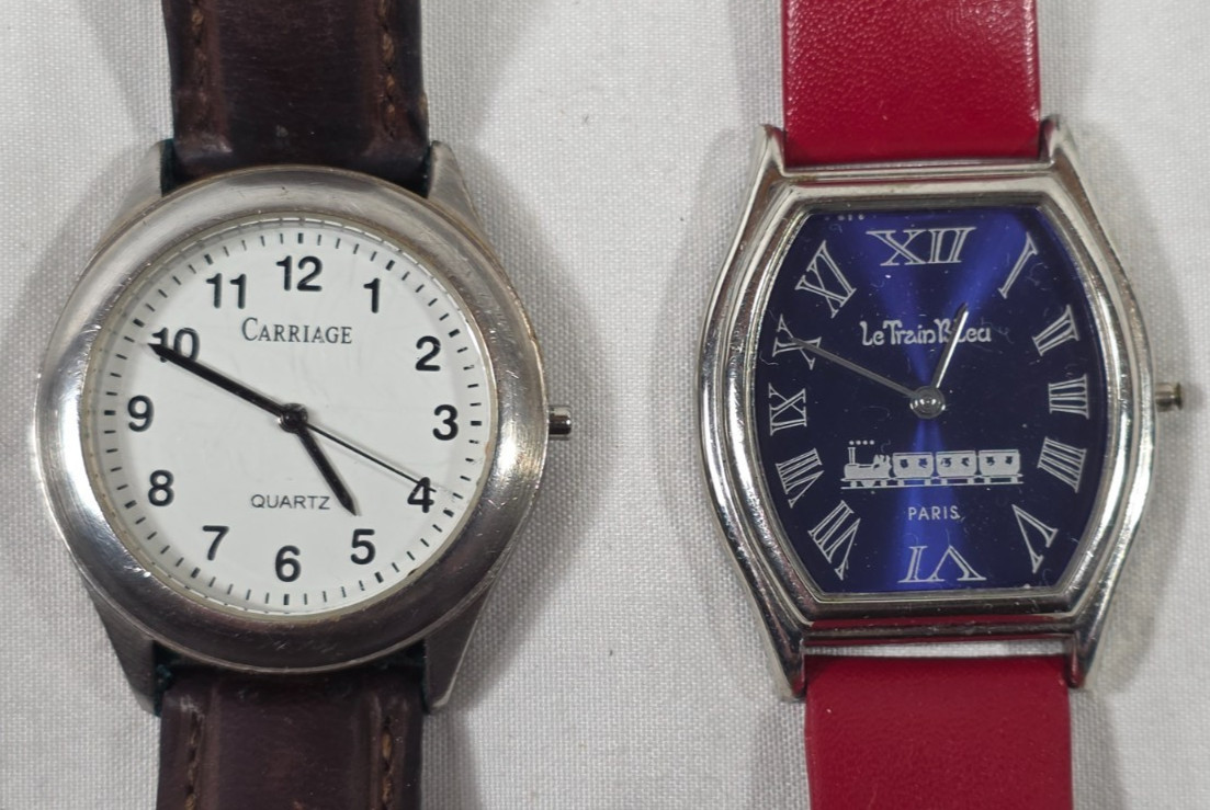 2 Watches; Carriage Timex and Le Train Blea - Missing Crowns - New Batteries