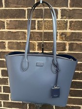 NWT KATE SPADE NY Suite Large Work Tote Cinder grey blue Leather laptop