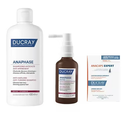 Ducray Anti-Hair Loss Routine: Anaphase 400ml + Neoptide 2x50ml + Anacaps 90caps