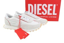 DIESEL Men Sneakers S-Racer LC EU45 Light White Leather Laced Logo Trainers