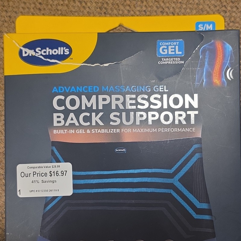Dr. Scholl's Advanced Gel Compression Back Support Brace S/M Black/Blue