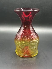 Vintage RARE Stunning 1969 Blenko Textured Amberina Vase 6.5" x 3.5" GLOWS