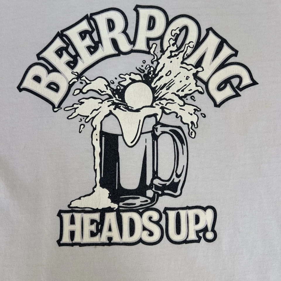 Camiseta Masculina Antiga Marinha Grande Cerveja Branca Pong Heads Up! Estilo anos 70 engraçado Y2K - Imagem 2 de 4
