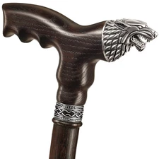 Asterom Wolf Cane Handcrafted Ergonomic Wooden Walking Stick for Men & Women