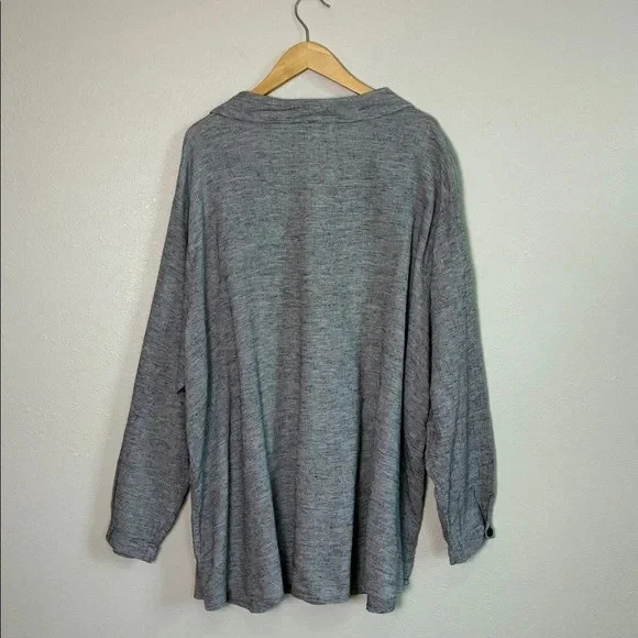 FLAX Women Plus 2G 22/24 Cotton Linen Blend Button Up Long Sleeve Top Lagenlook - Image 4 of 4