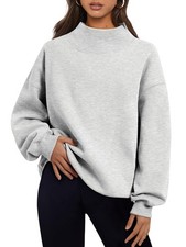 Womens Oversized Sweatshirts Mock Neck Pullover Long Sleeve Hoodies Tops Fall...