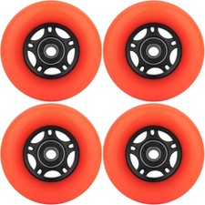 Inline Skate Wheels 64mm Orange 85A with ABEC-9 Bearings  Spacers 4-Pack