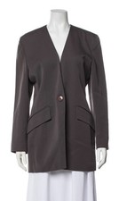 Christian Dior Authentic Solid Gray Long Sleeve Blazer Jacket 8 Medium
