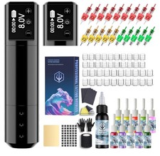 Wireless Tattoo Gun Kit with Pen, Batteries, Needles, and Inks for Beginners
