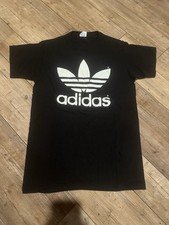 Vintage 80s Adidas Trefoil Double Sided Shirt Black Single Stitch Large 42-44 