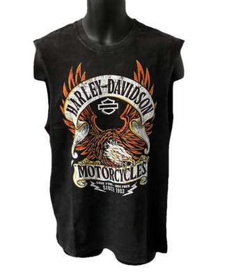 Harley Davidson Men's Classic Eagle Sleeveless Tank Top Dyed Black 3002877-BLCK