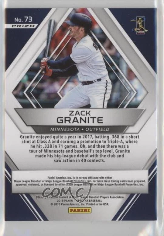 2018 Panini Chronicles Spectra Zack Granite #73 Rookie RC - Image 2 of 2
