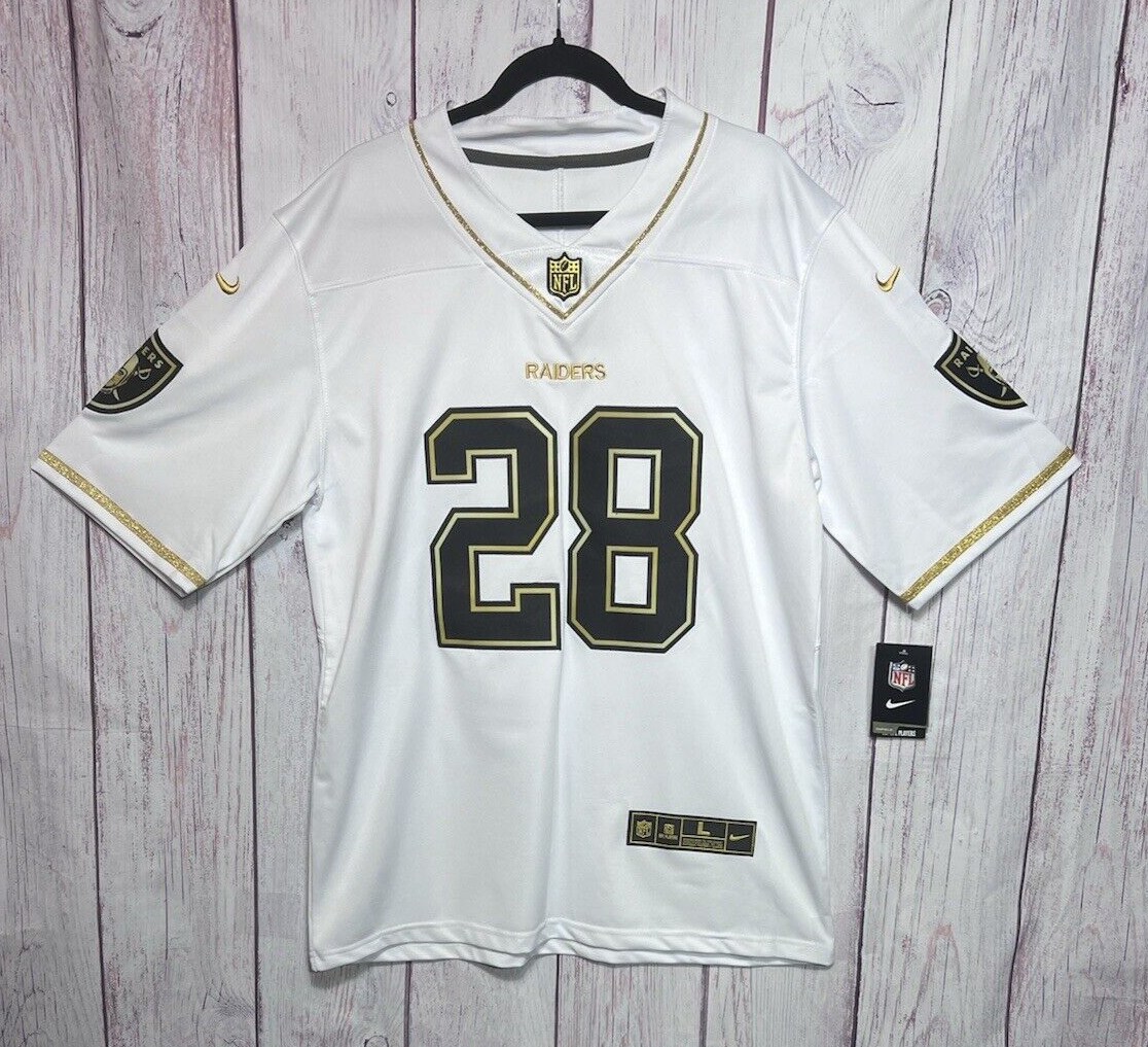 Raiders #28 Jacobs Golden Edition Jersey Replica Knockoff Size L