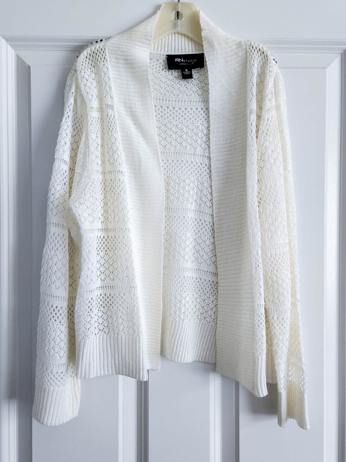 RN Studio by Ronni Nicole Buttonless Short White Lacy Cardigan, Size S |  eBay