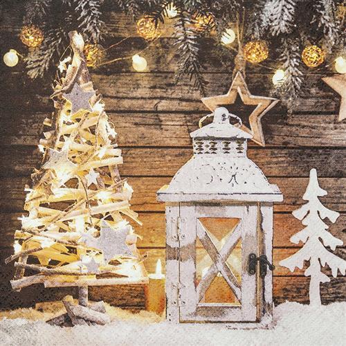 20 Servietten Bright Christmas Lichter Laterne Weihnachten Tischdeko 33X33Cm-image