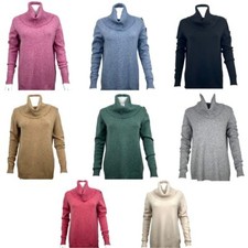 Womens Wool & Cashmere Cowl Neck Knitted Warm Polo Ladies Jumper Sweater Top UK