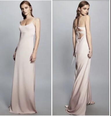 NEW BCBG MAXAZRIA FAE OPEN BACK LACE-UP SATIN GOWN MAXI DRESS SZ 12 $300
