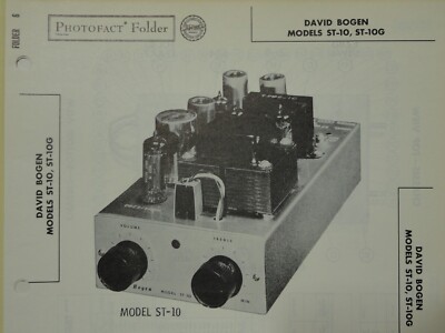 Original Sams Photofact Manual DAVID BOGEN ST-10, ST-10G  (378)