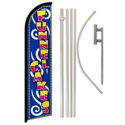 Funnel Cakes Full Curve Windless Swooper Flag Pole Kit Concessions Food
