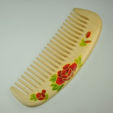 Mr.  Mrs. Comb - Natural Boxwood Comb with Painting Artwork