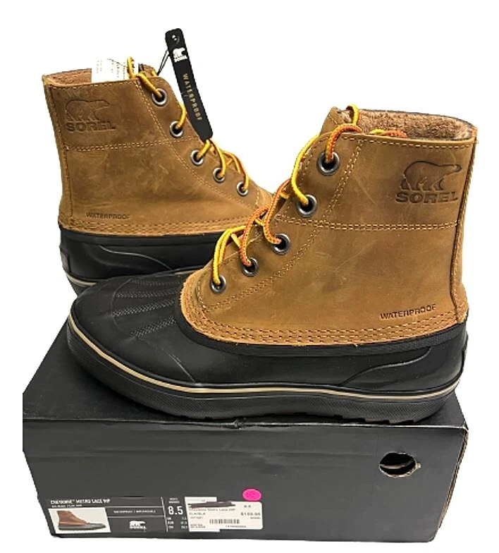 Sorel Cheyanne Metro Lace Up Waterproof Boots Sz 8.5 9 11.5 Men Elk Tan Leather