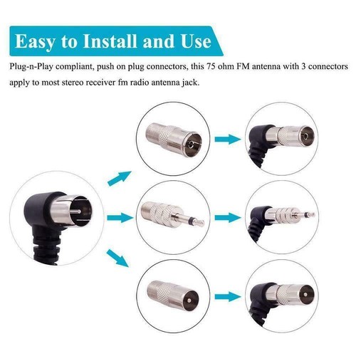 FM Antenna 75 Ohm F Type Male Plug For Home Radio Receiver SterA9 Sale Nice - Afbeelding 6 van 9